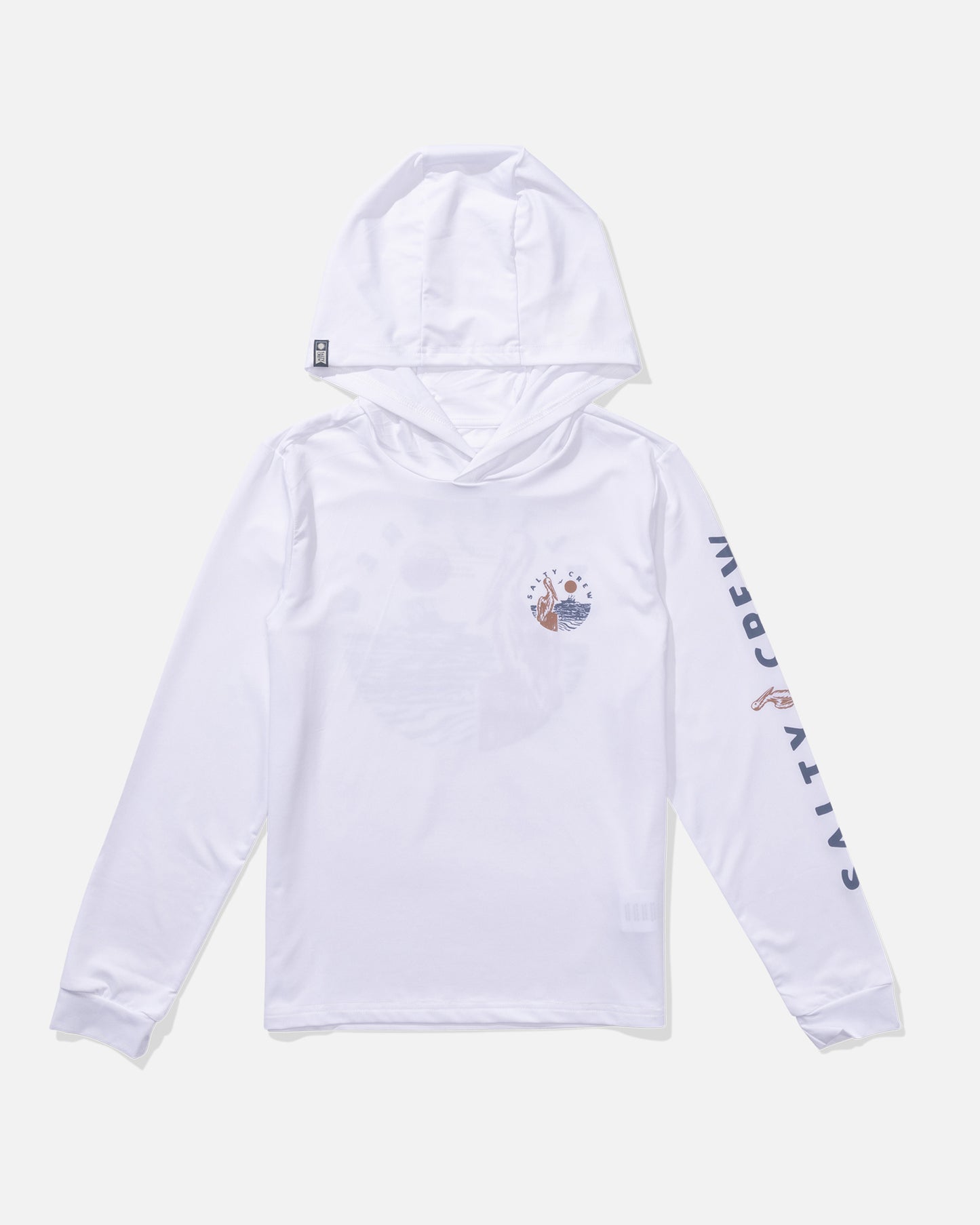 front view of Stake Out Boys Sunshirt Hoodie - White