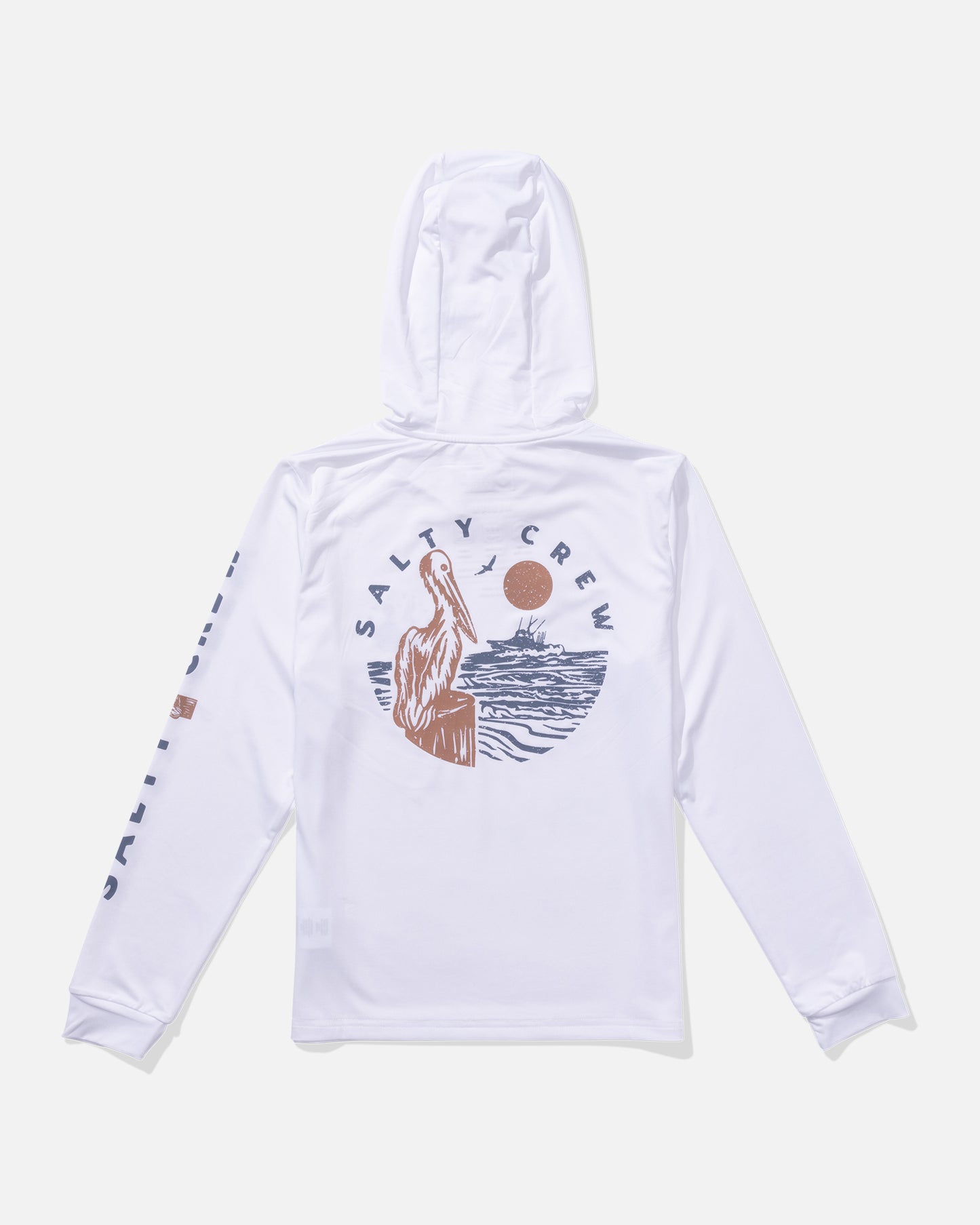 back view of Stake Out Boys Sunshirt Hoodie - White