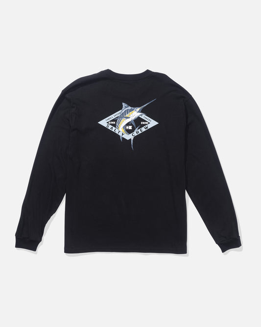 back view of Diamond Marlin Long Sleeve Tee - Black