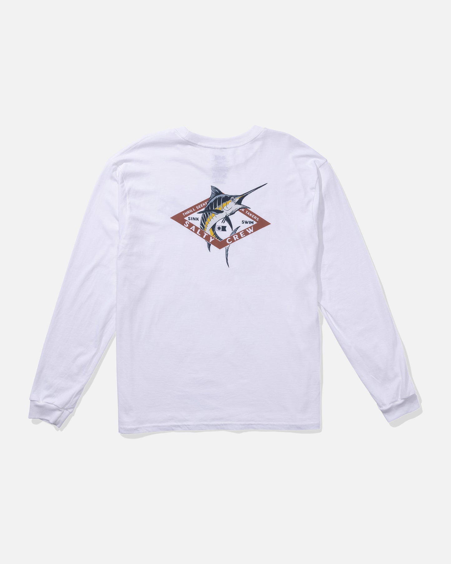 back view of Diamond Marlin Long Sleeve Tee - White