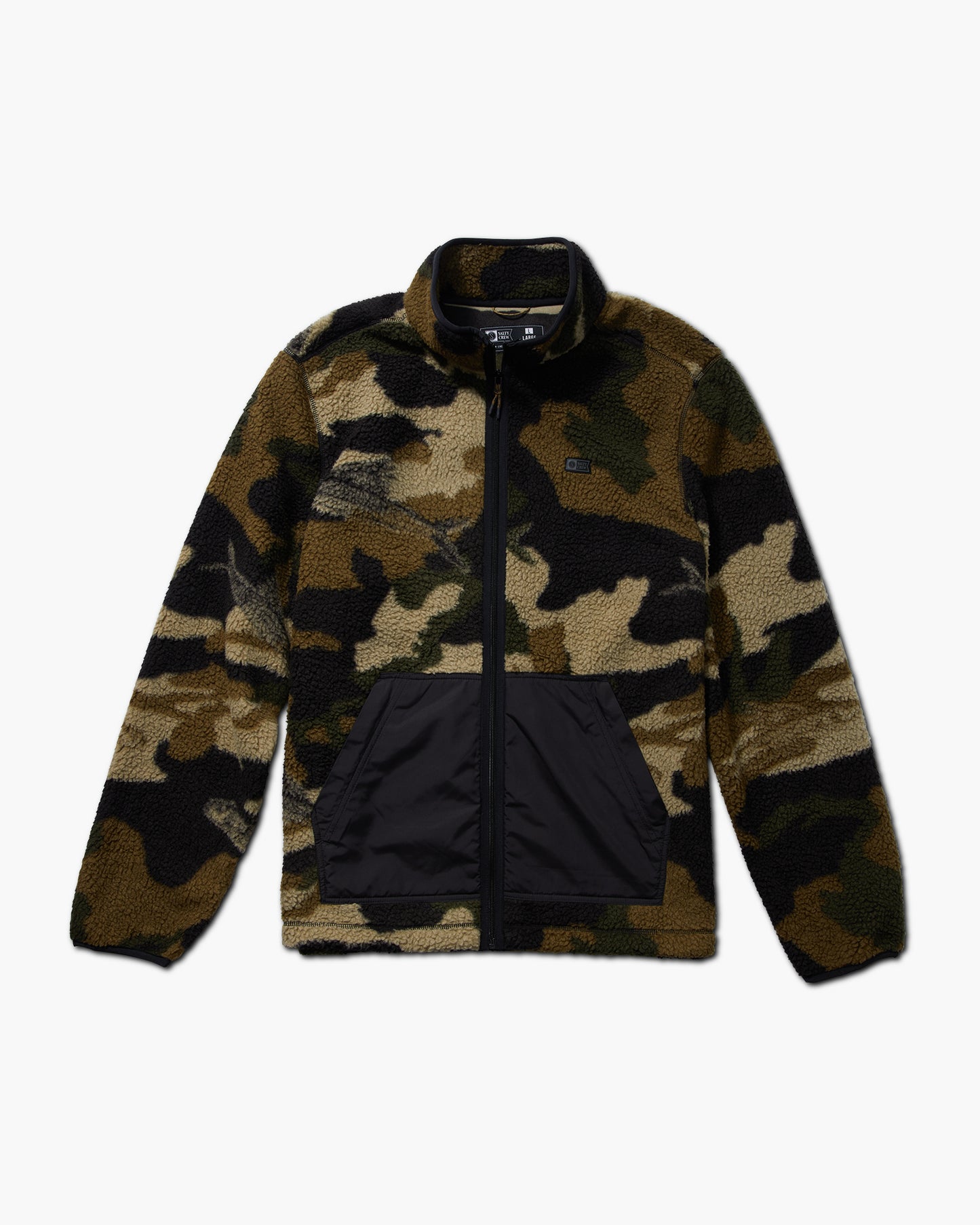 front view of Swellter High Pile Camo Sherpa Zip