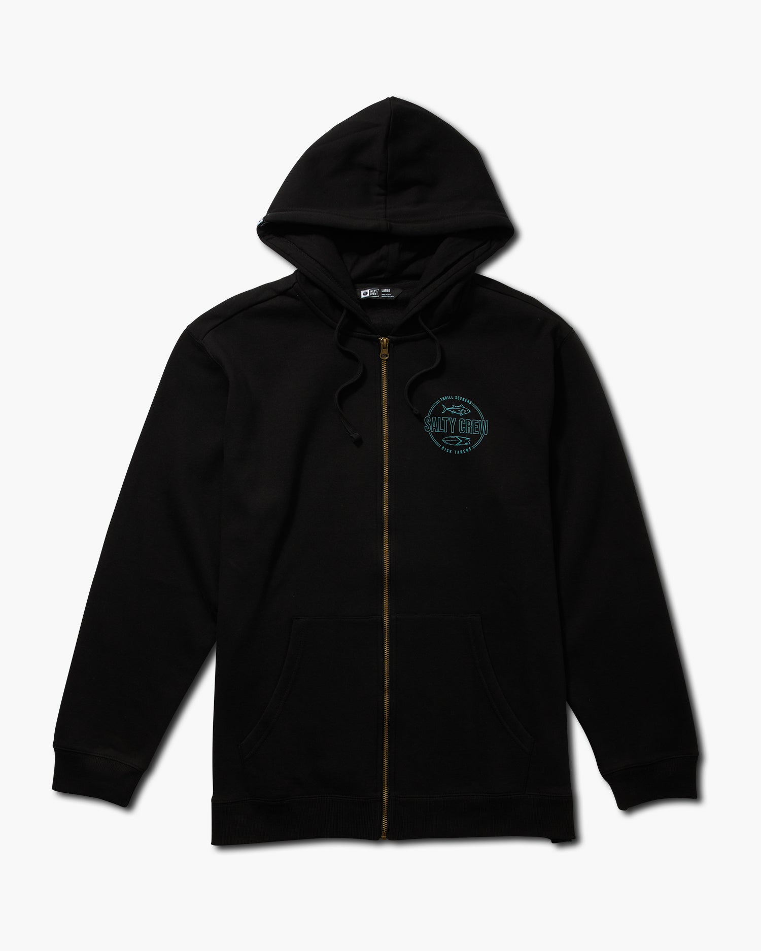 front view of Outlined Black Zip Fleece