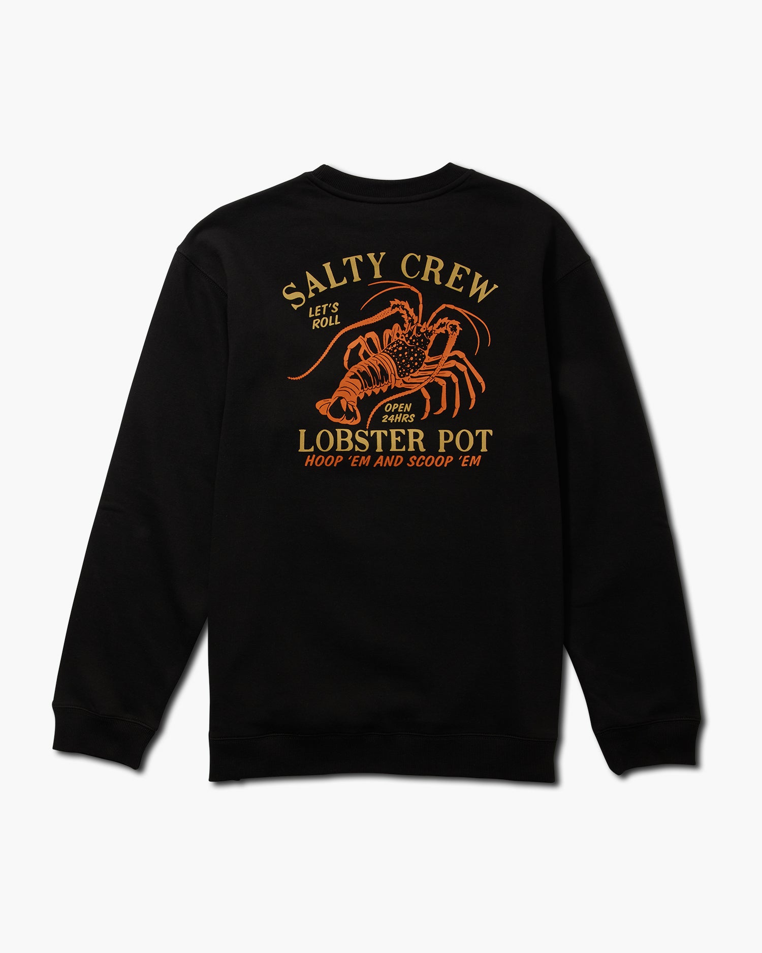 back view of Lobster Pot Black Crew Fleece