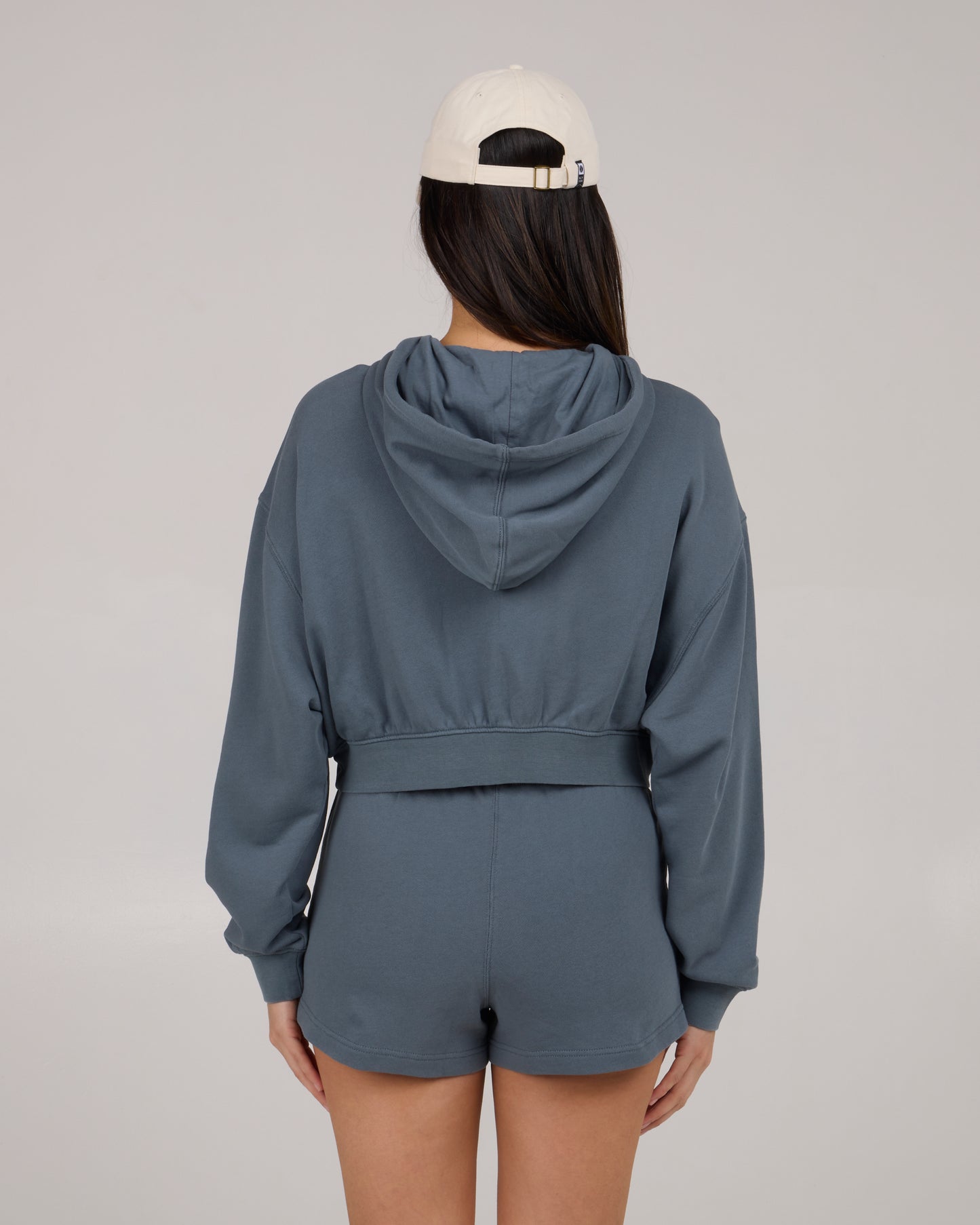 back view of Catamaran Fleece Hoodie - Fin Blue