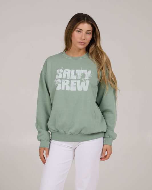 On body front of the Sea Life Crew Fleece - Sage. 