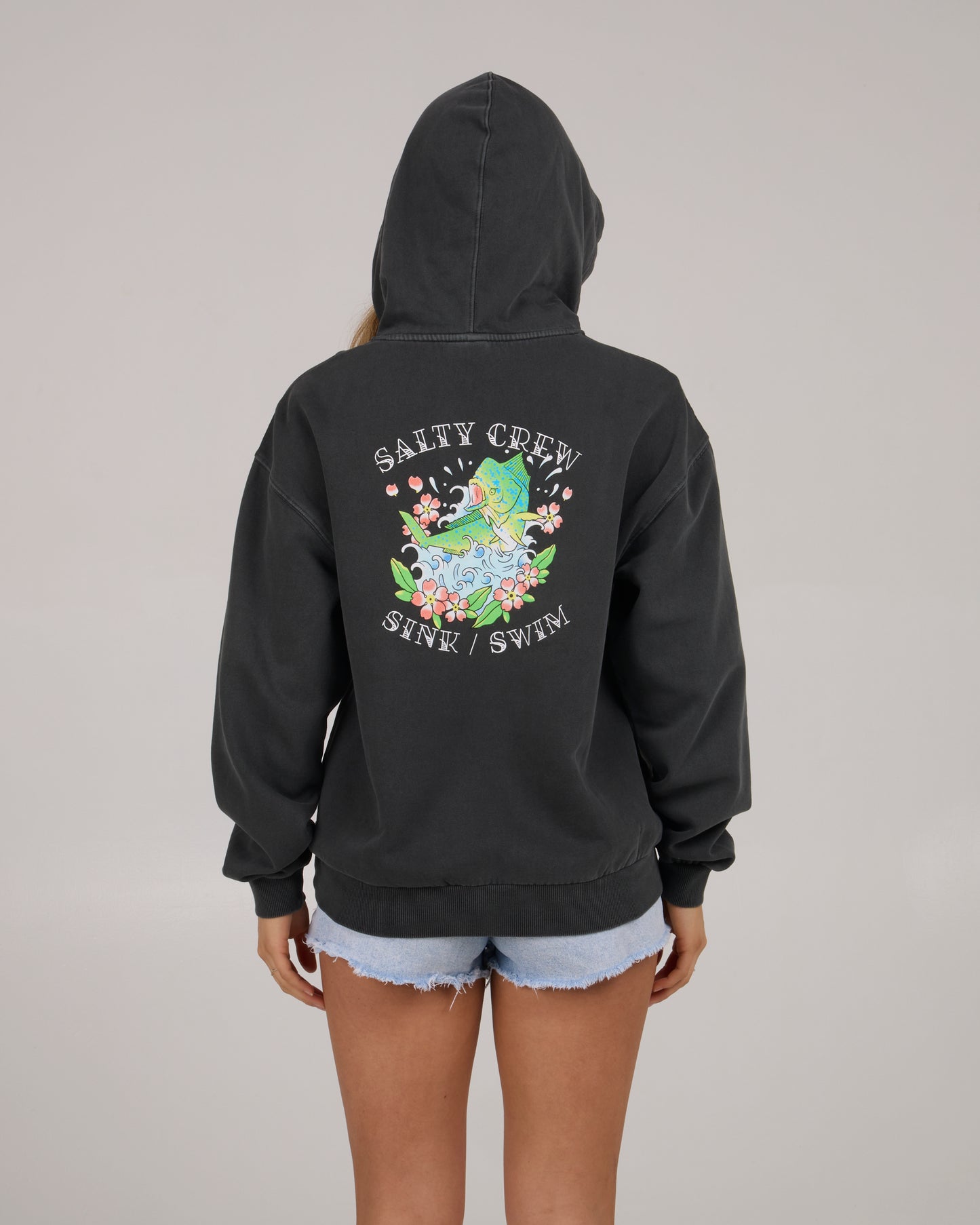 back view of Hopper Hoody - Faded Black