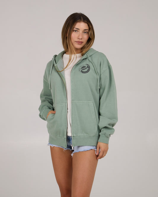 Fishin Yang Zip Hoody - Sage