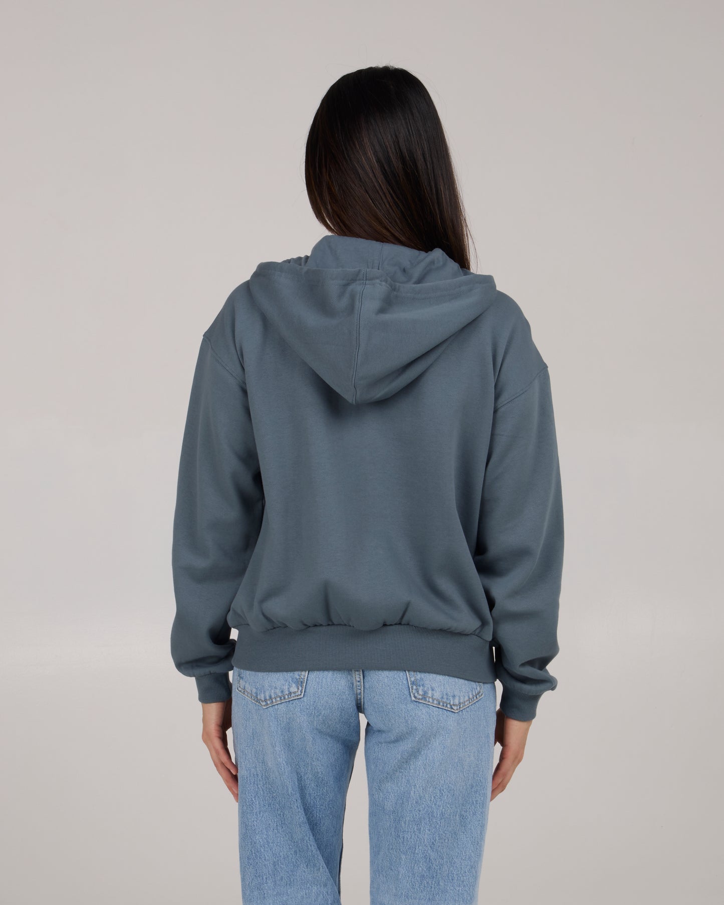 back view of In The Rays Zip Hoody - Fin Blue