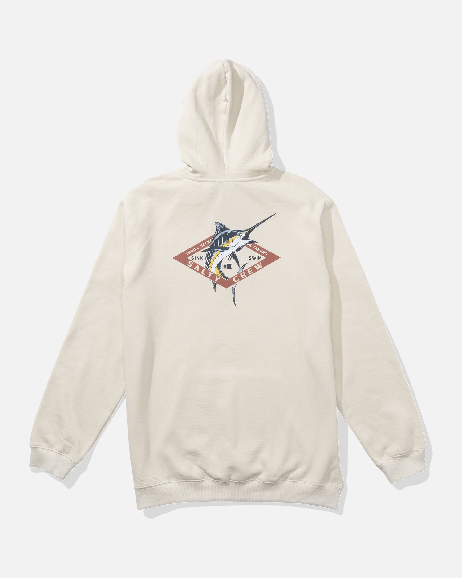 back view of Diamond Marlin Fleece Hoodie - Bone