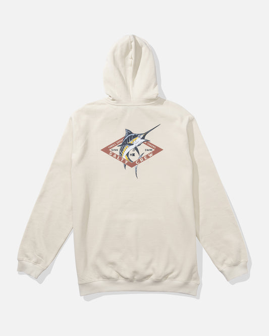 back view of Diamond Marlin Fleece Hoodie - Bone