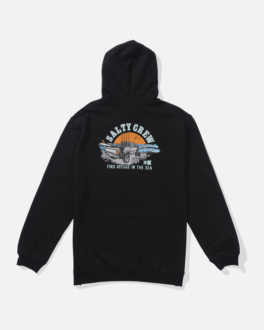 back view of Lifted Fleece Hoodie - Black