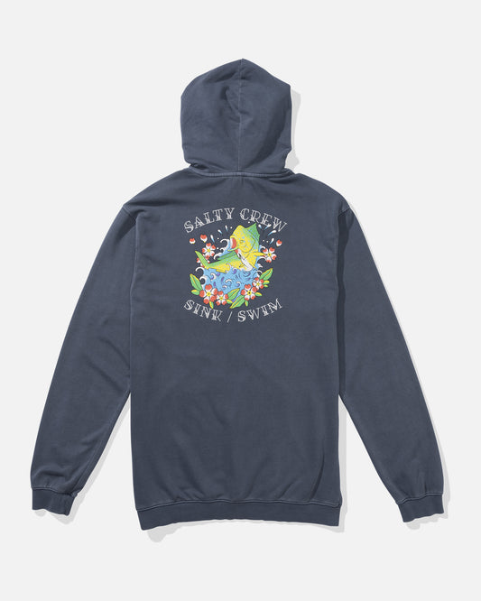 back view of Hopper Vintage Fleece Hoodie - Bluefin