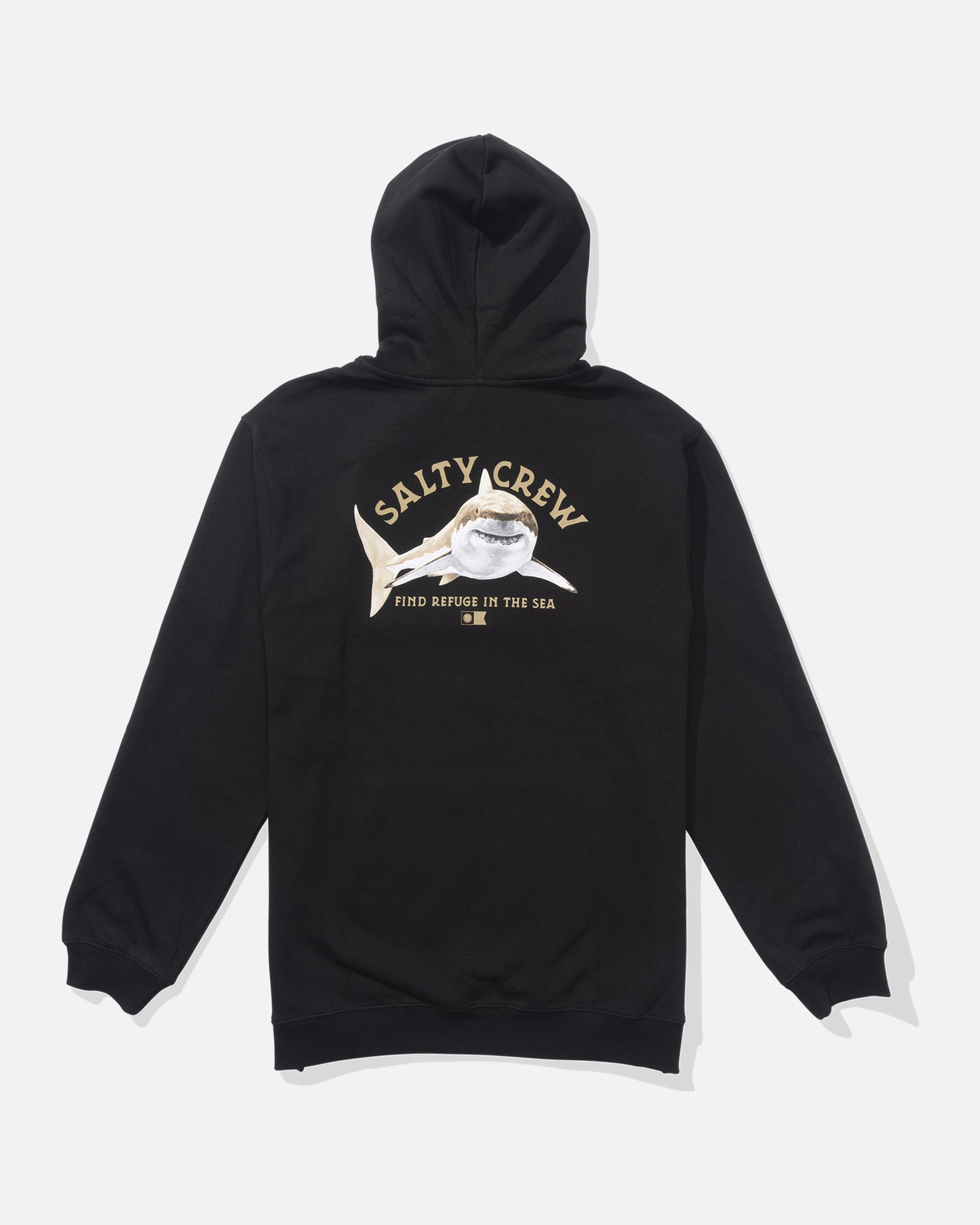 back view of Lurking Fleece Hoodie - Black