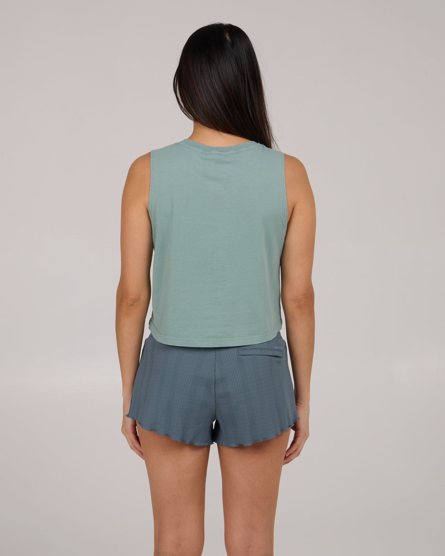 back view of Night Bite Cropped Tank - Sage