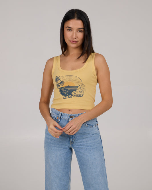 front view of Beach Scene Tank - Dusty Gold