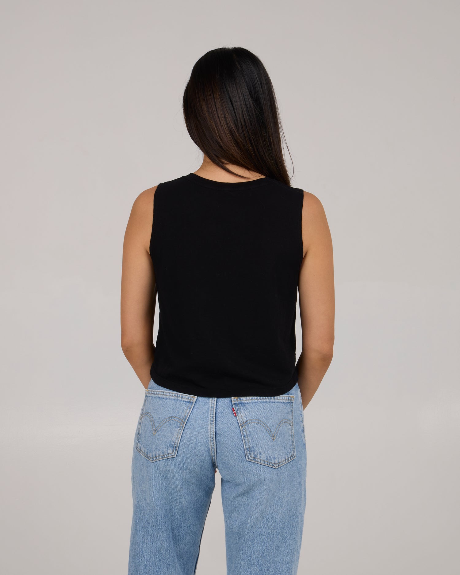 back view of Sea Life Cropped Tank - Black