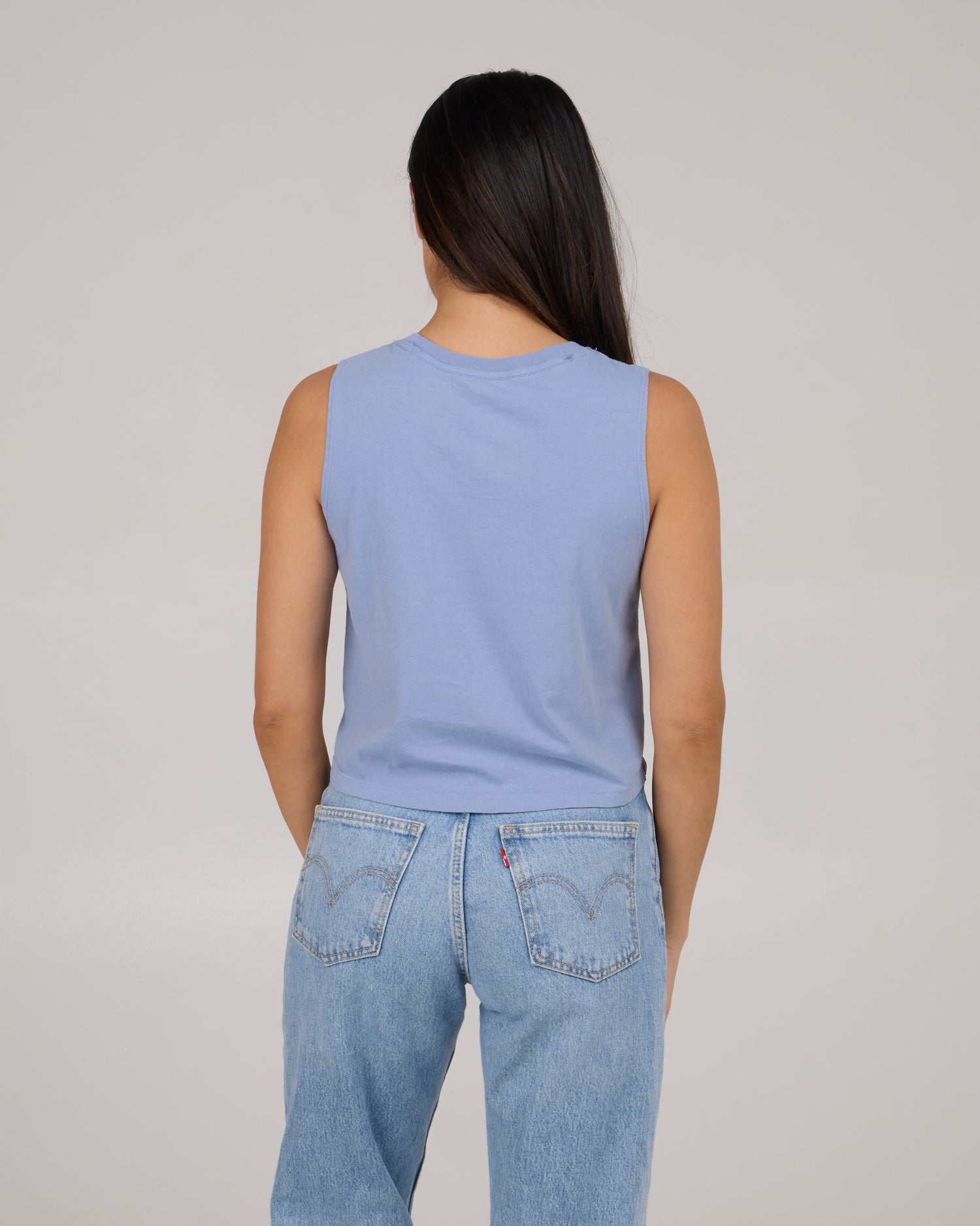 back view of Sea Life Cropped Tank - Violet Blue