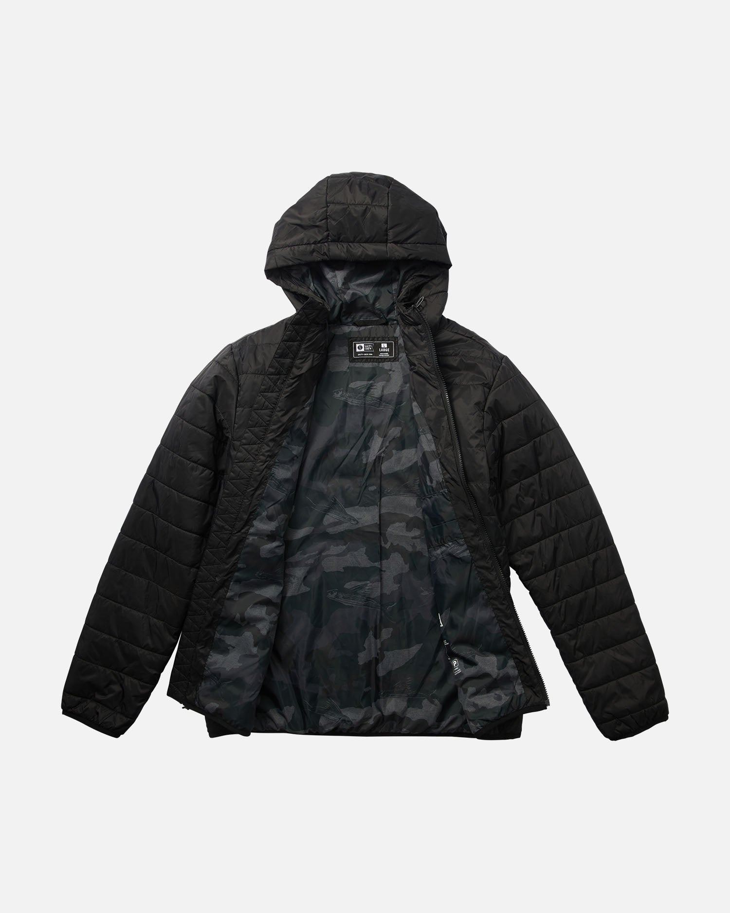 front opened view of Barrier 2.0 Black Puff Jacket