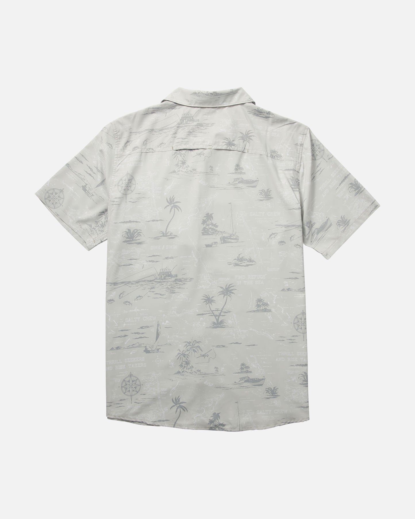 back view of Seafarer Light Grey S/S Tech Woven