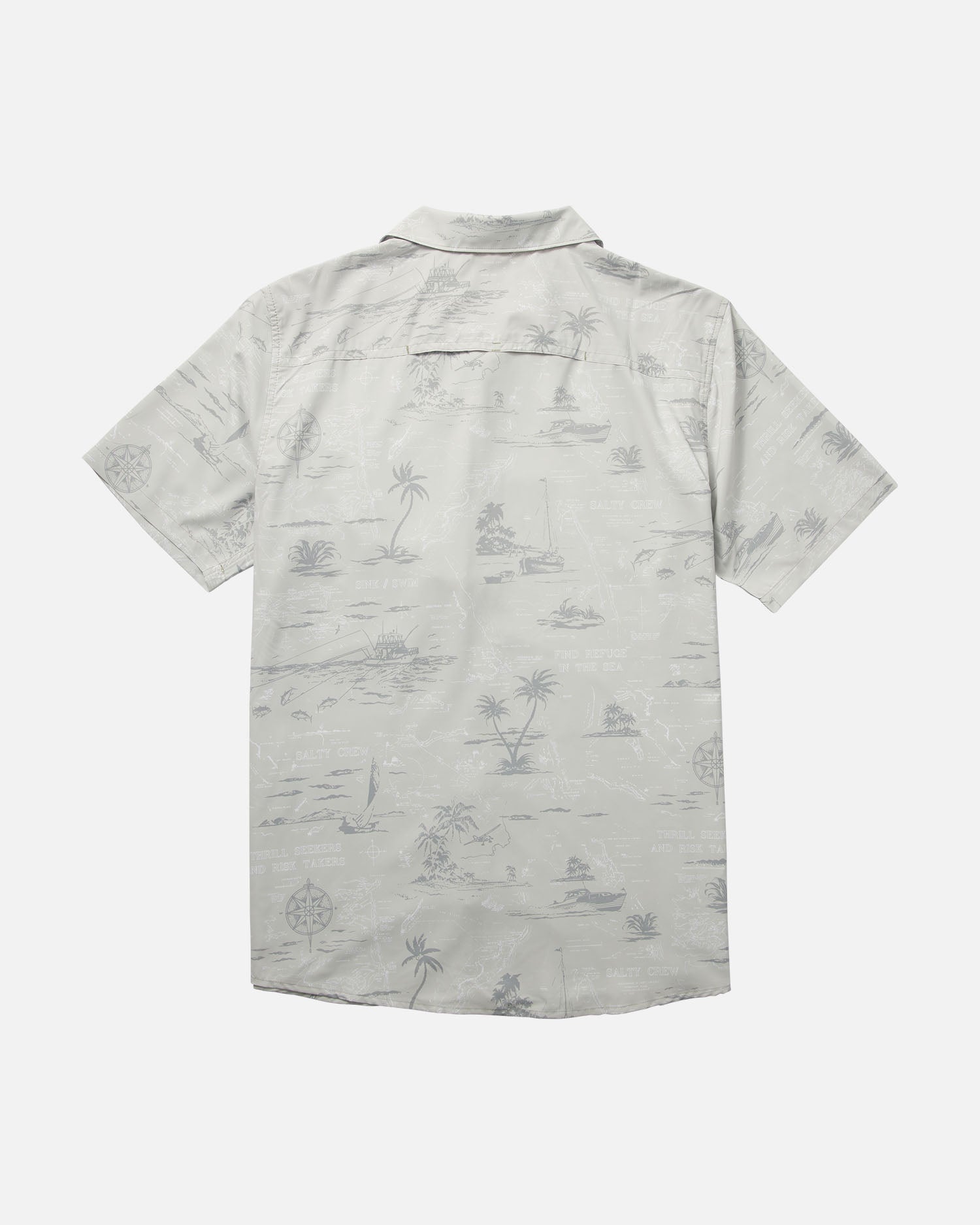 back view of Seafarer Light Grey S/S Tech Woven