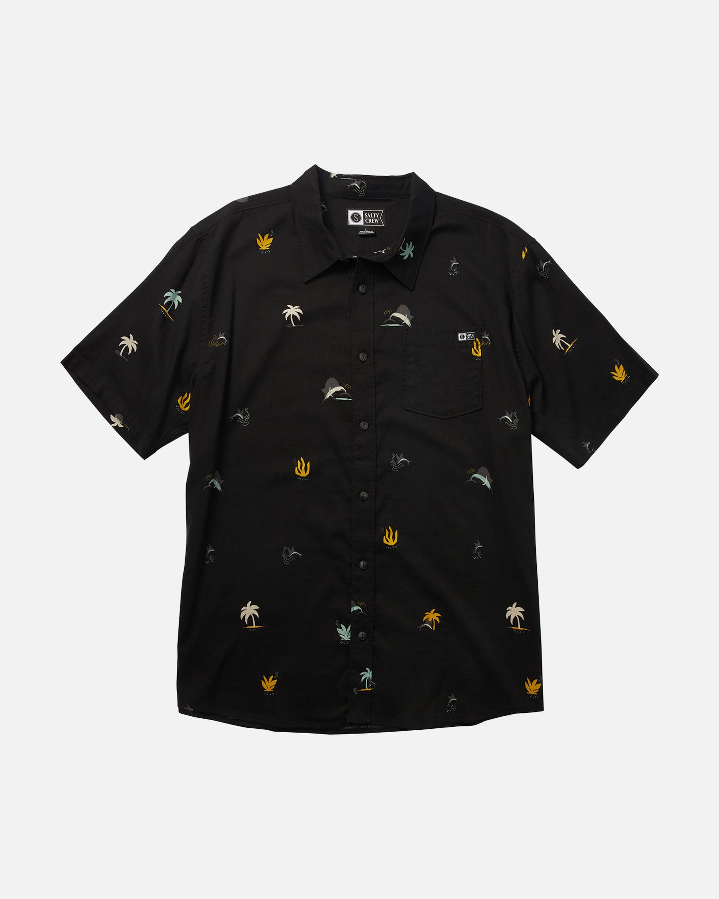 front view of Tropics Black S/S Woven