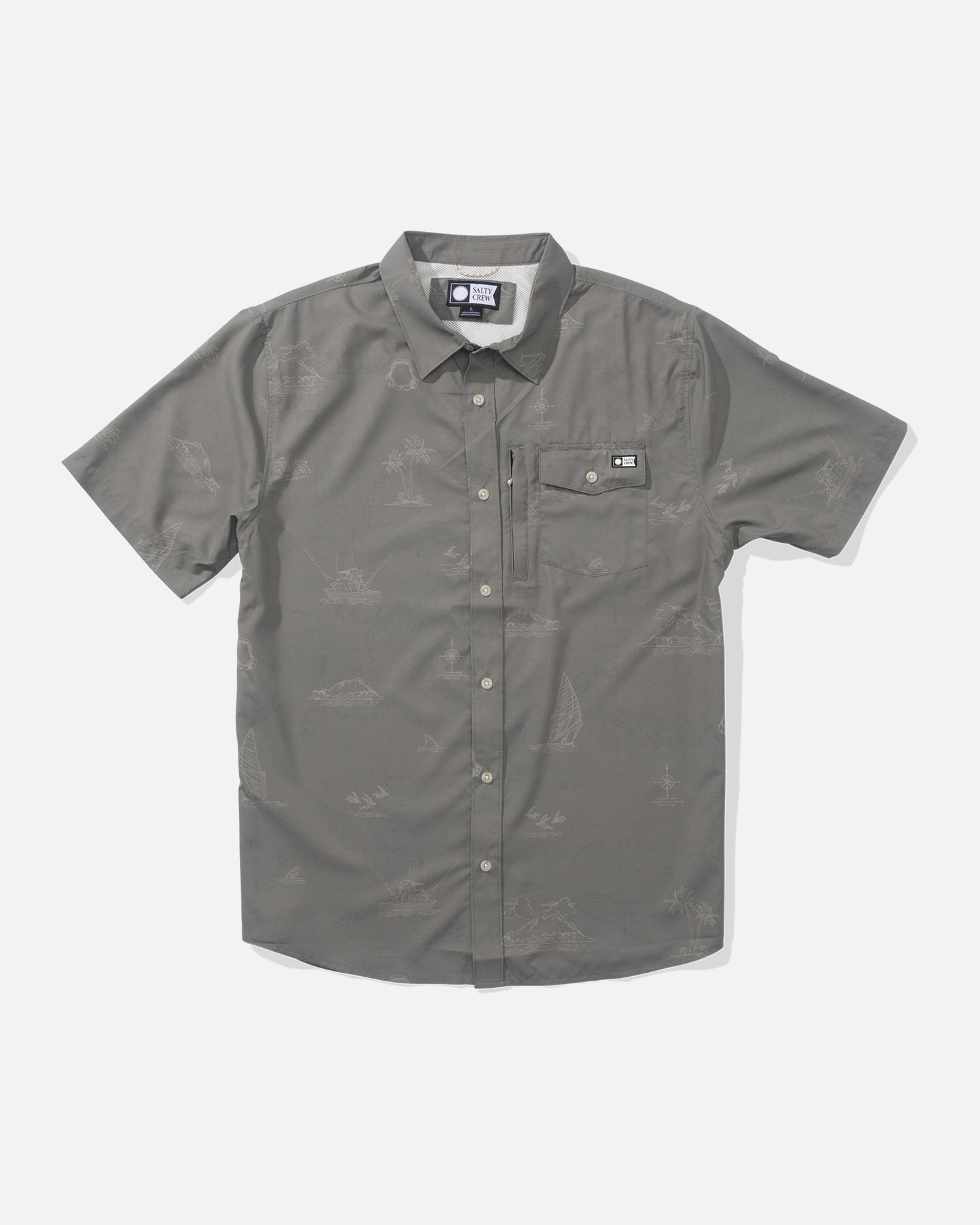 front view of Helmsman S/S UV Woven - Olive