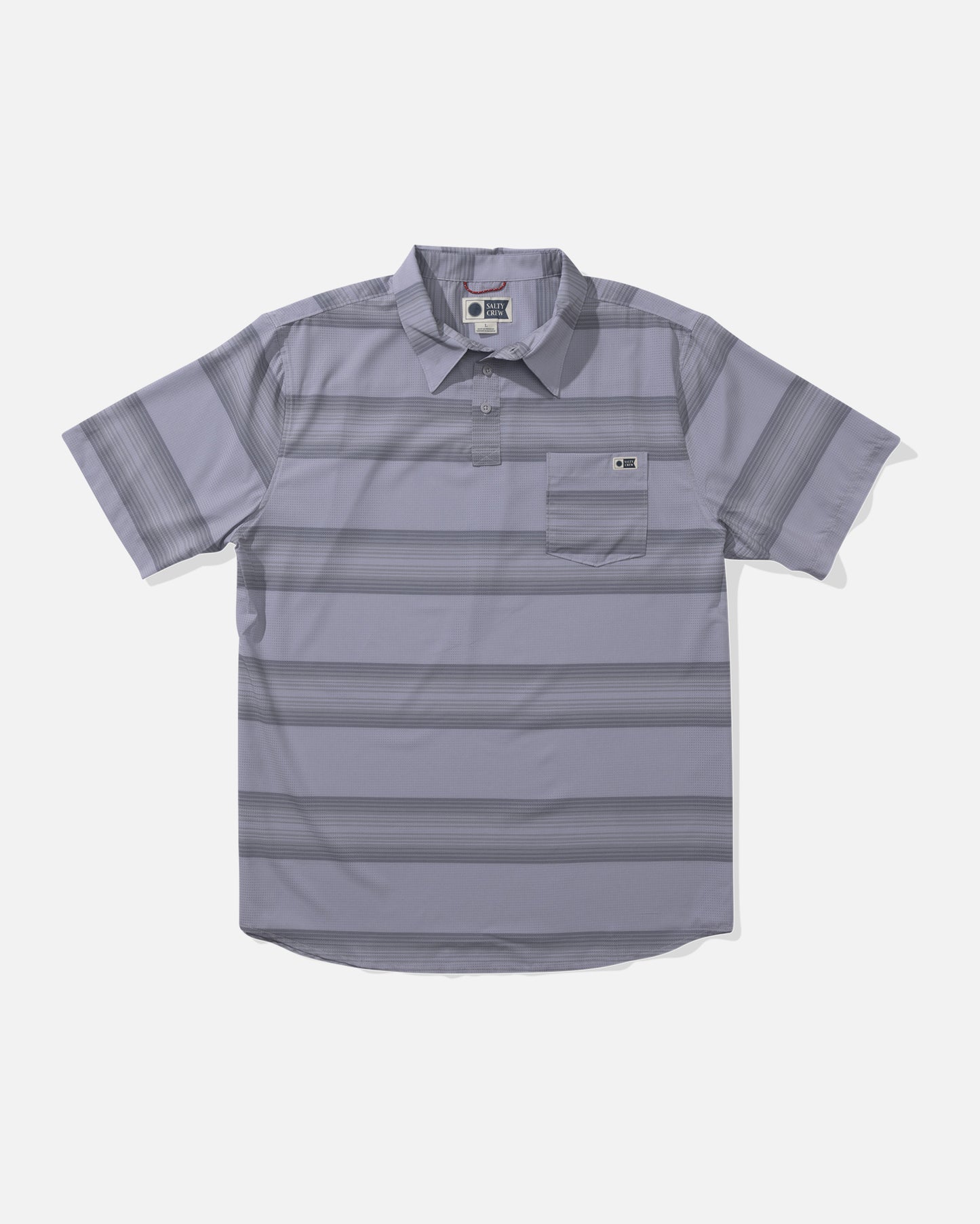 Front view of the Sundown Perforated Polo - Light Grey. 