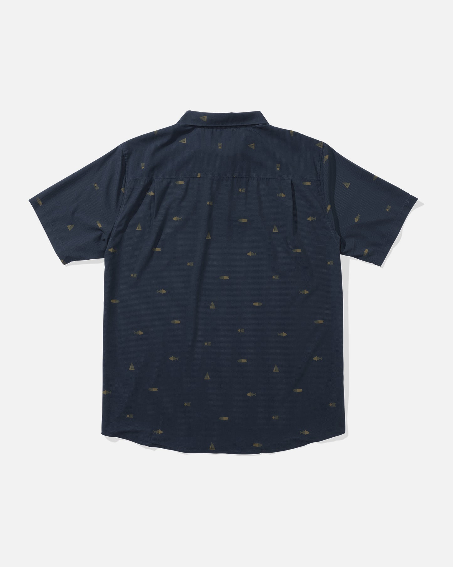 back view of Mayday Perf S/S Tech Polo - Navy