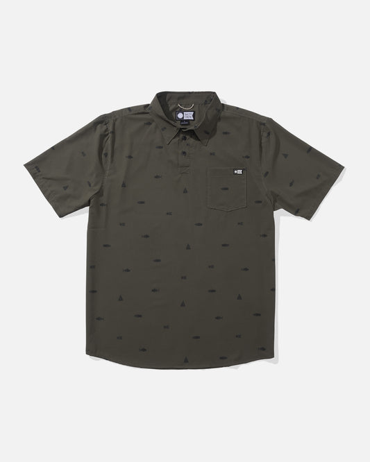 front view of Mayday Perf S/S Tech Polo - Olive