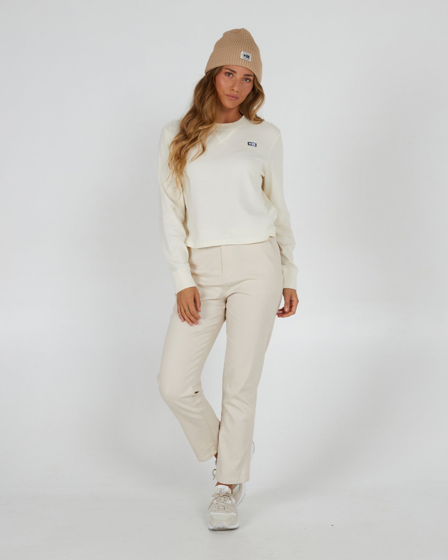 full body front view of Seascape Off White L/S Thermal