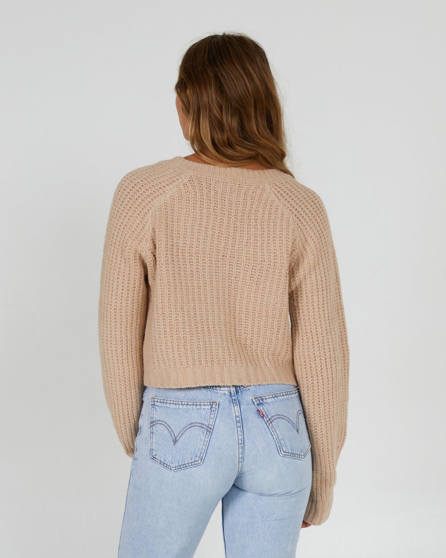 back view of Lighthouse Oatmeal Cardigan