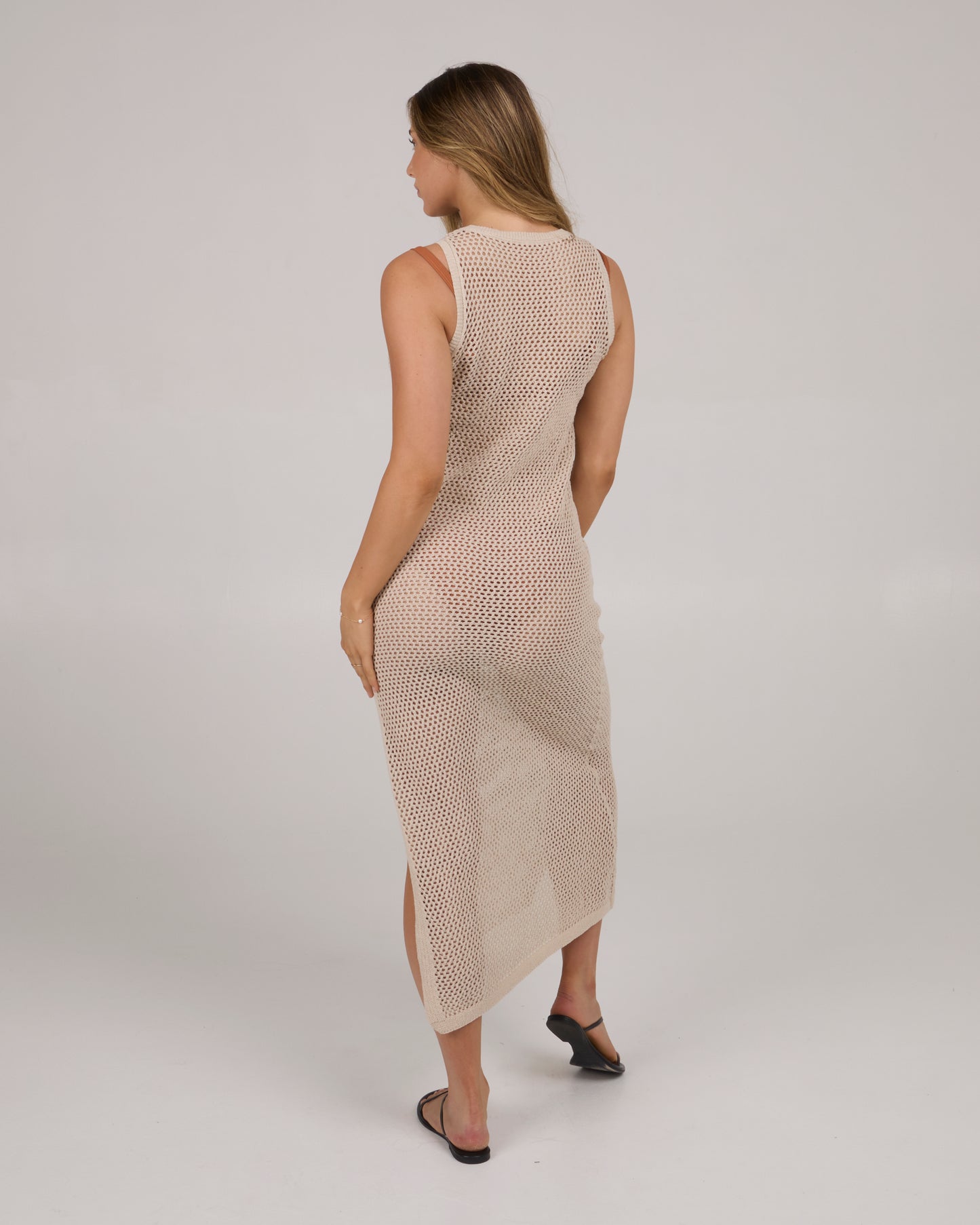 back view of Beach Seine Maxi Dress - Natural