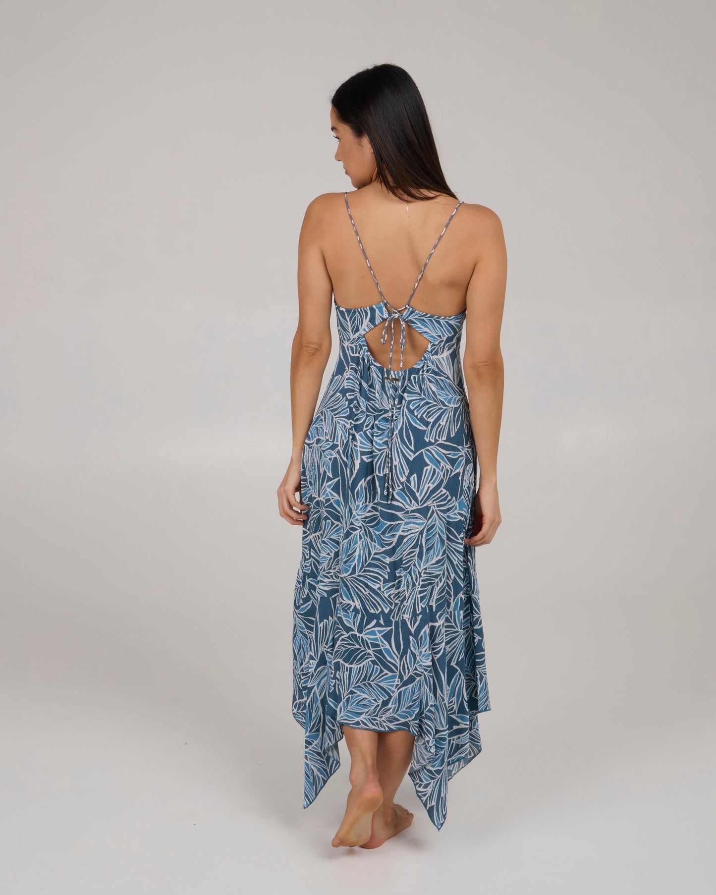 back view of Mainland Midi Dress - Fin Blue