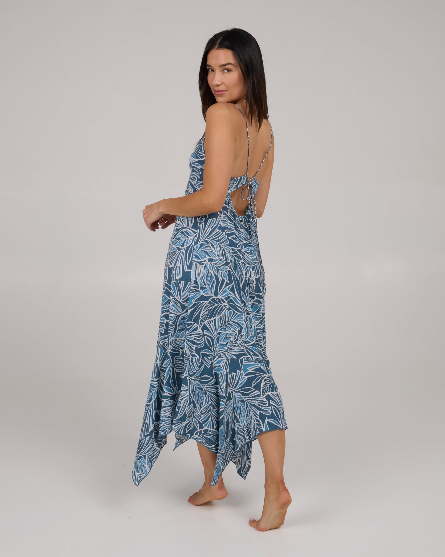 alternate back view of Mainland Midi Dress - Fin Blue