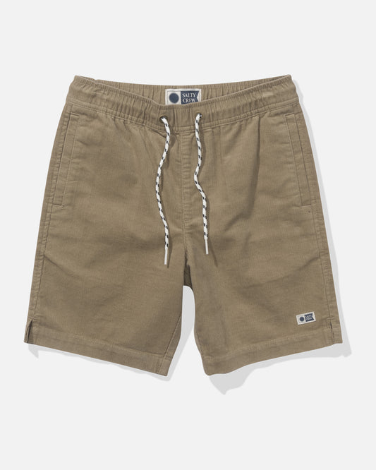 Front view of the Kahuna Cord Boys Short - Khaki. 