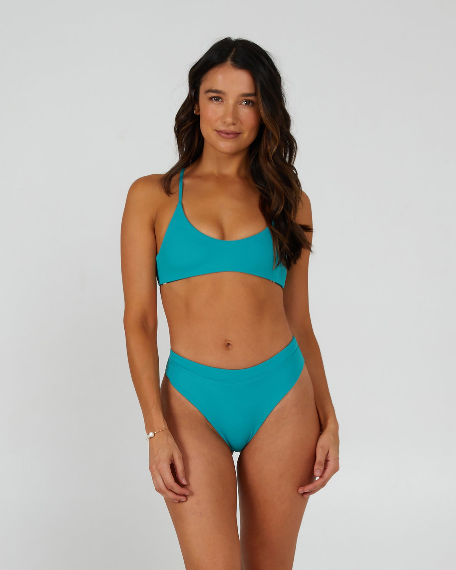 alternate front view of back view of Tandem Reversible Sea Green Bikini Bottom