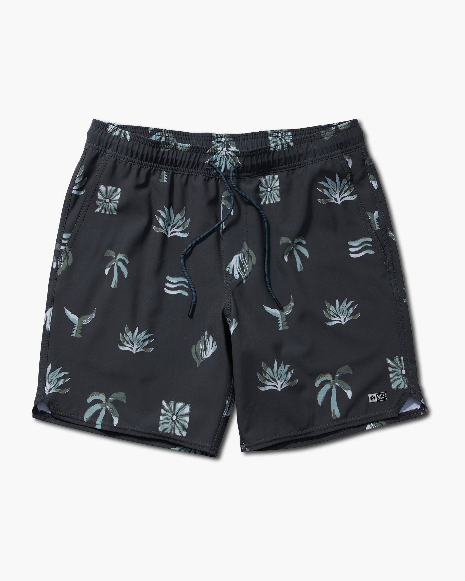 front view of Lowtide Black Multi Elastic Boardshort