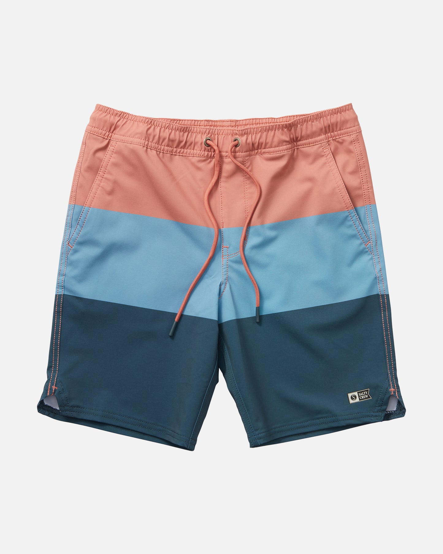 front view of Wayfinder Boys Dusty Rose Elastic Boardshort