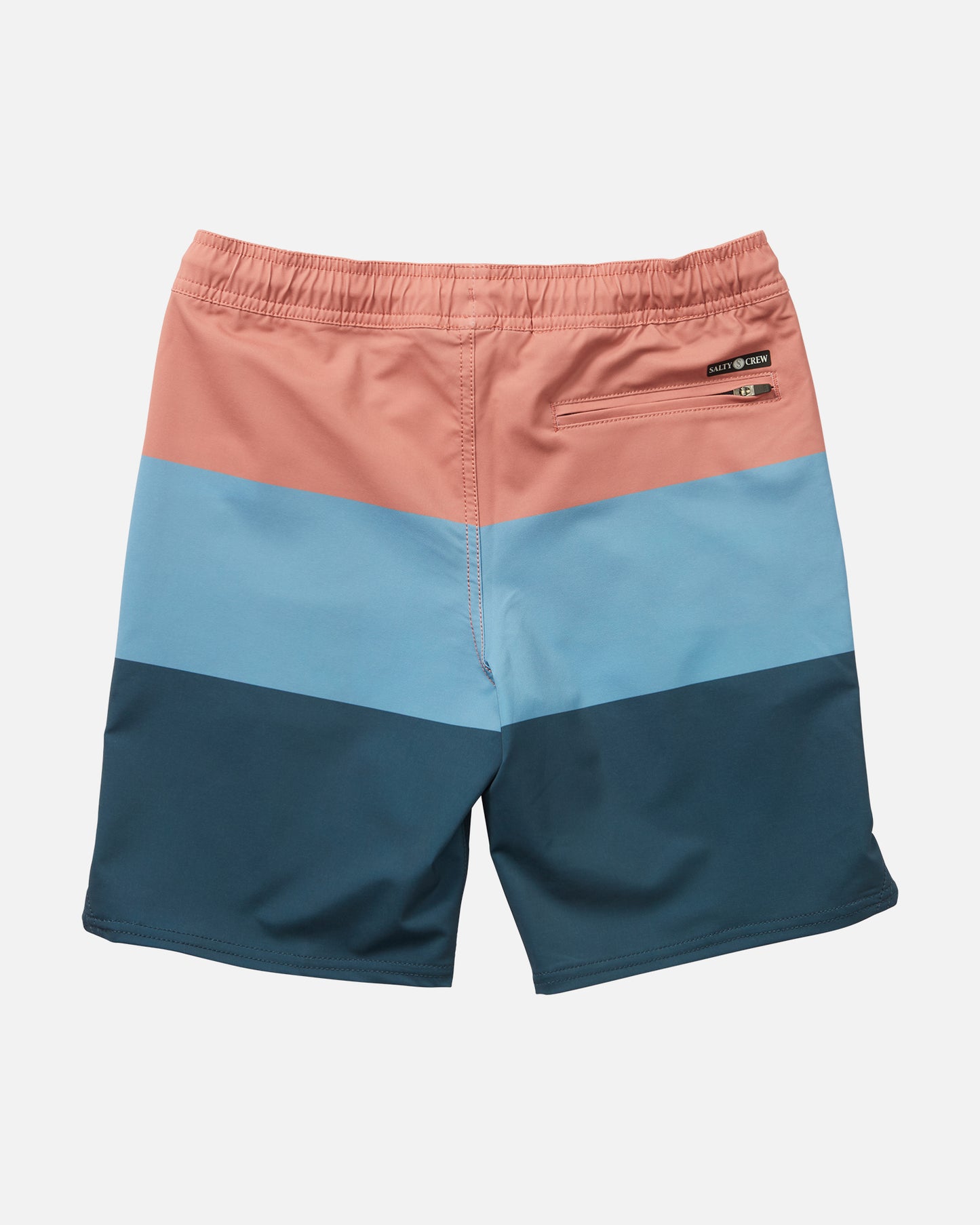 back view of Wayfinder Boys Dusty Rose Elastic Boardshort