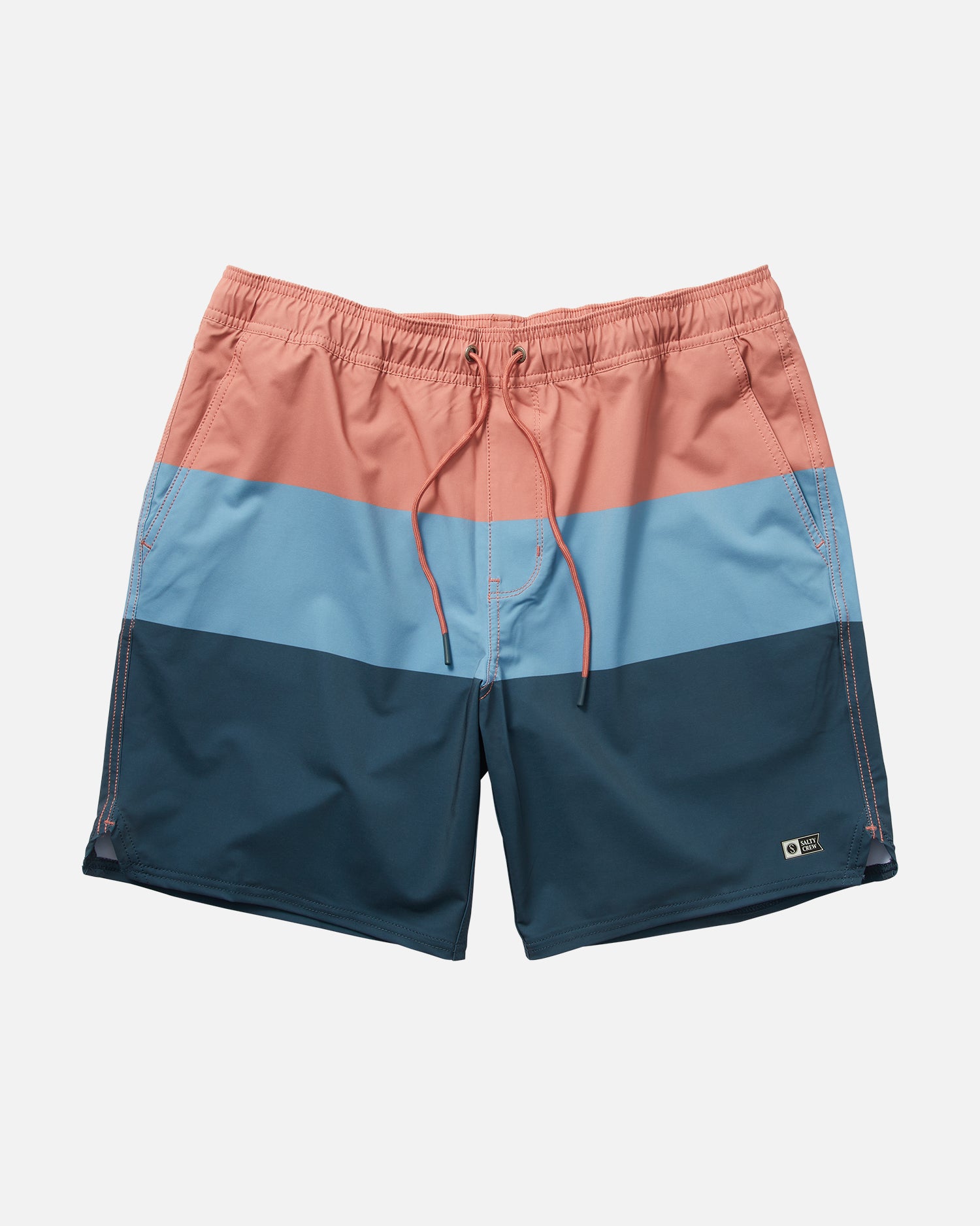 front view of Wayfinder Dusty Rose Elastic Boardshort