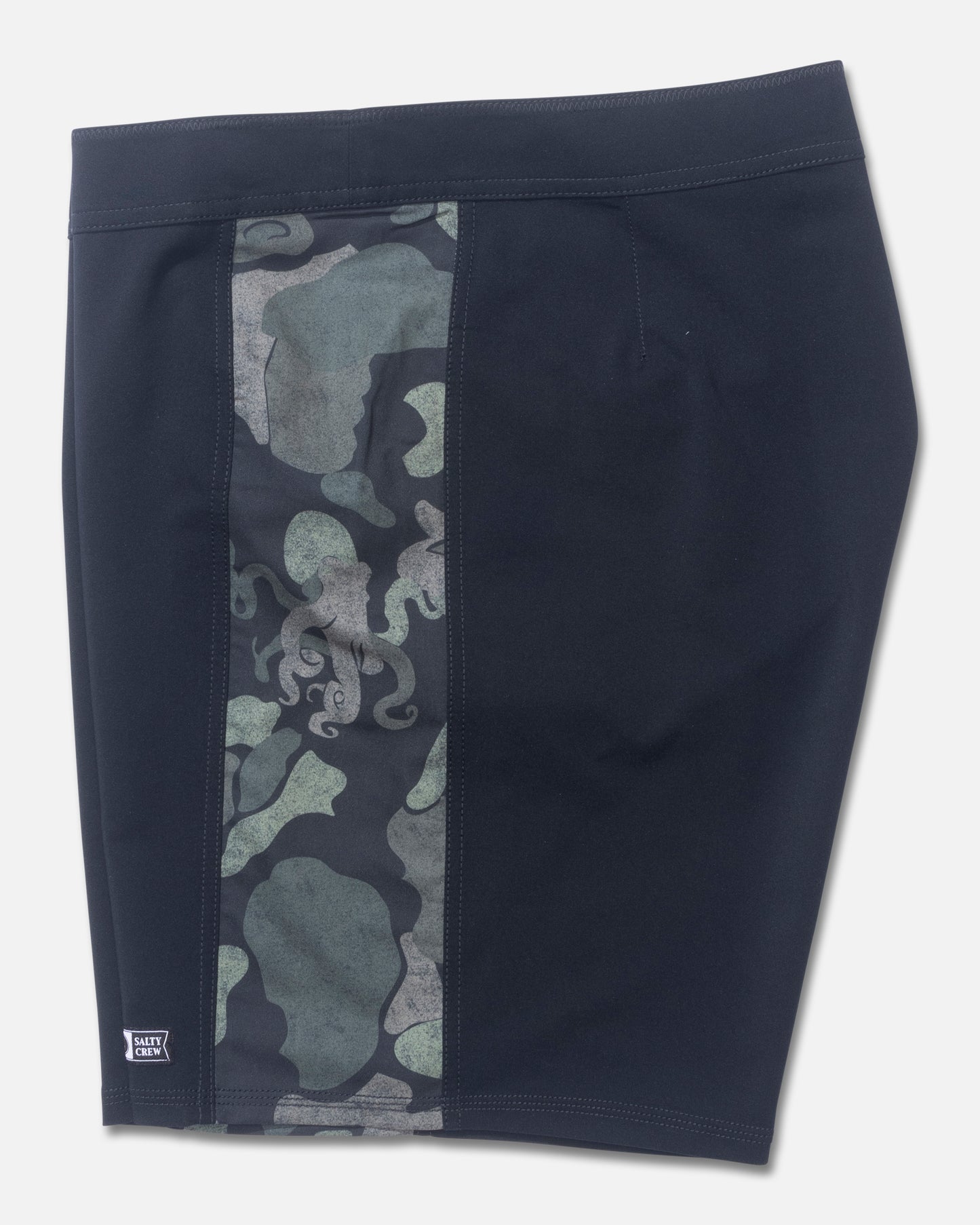 Profile view of the Sidebar Boardshort - Black. 