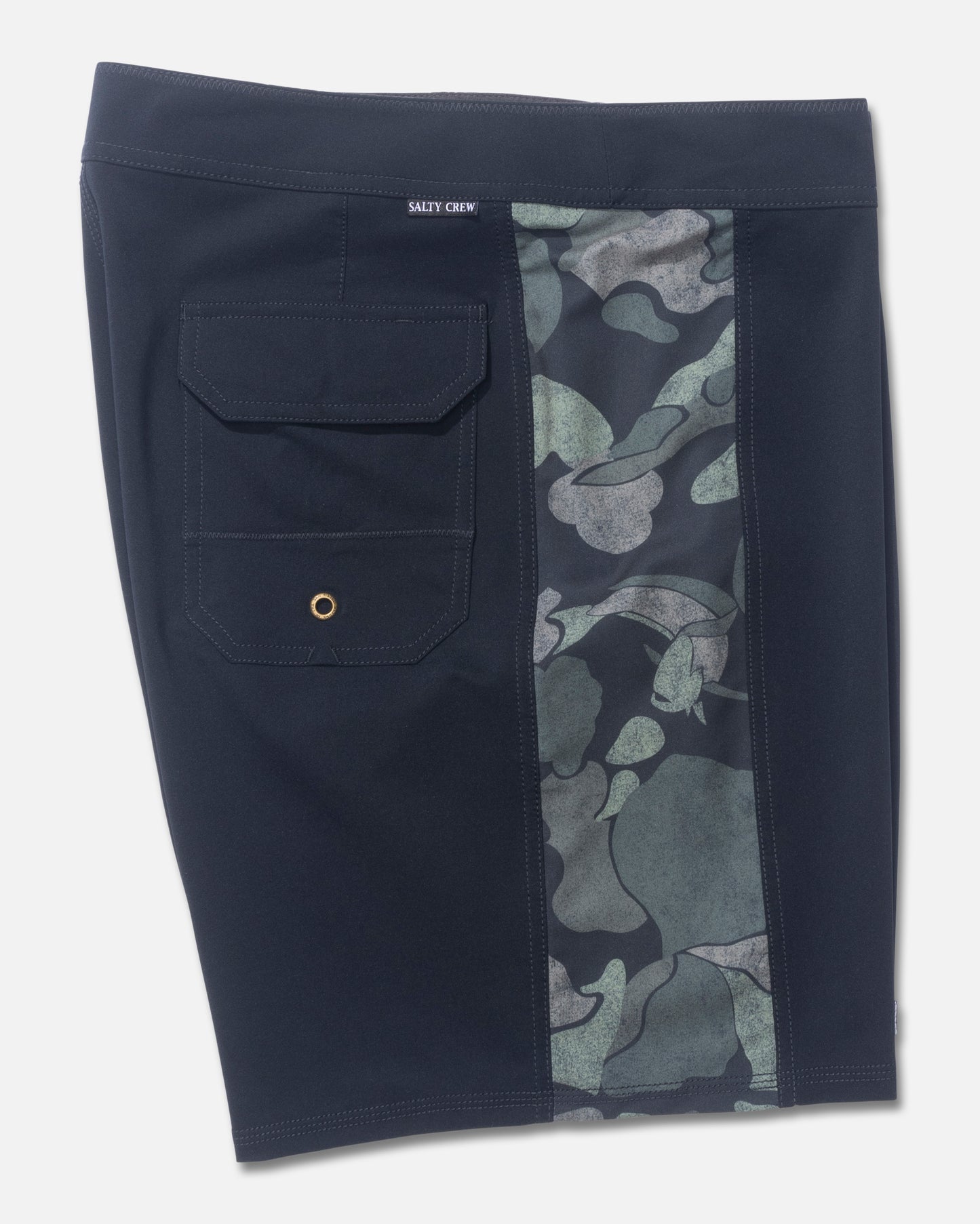 Profile view of the Sidebar Boardshort - Black. 