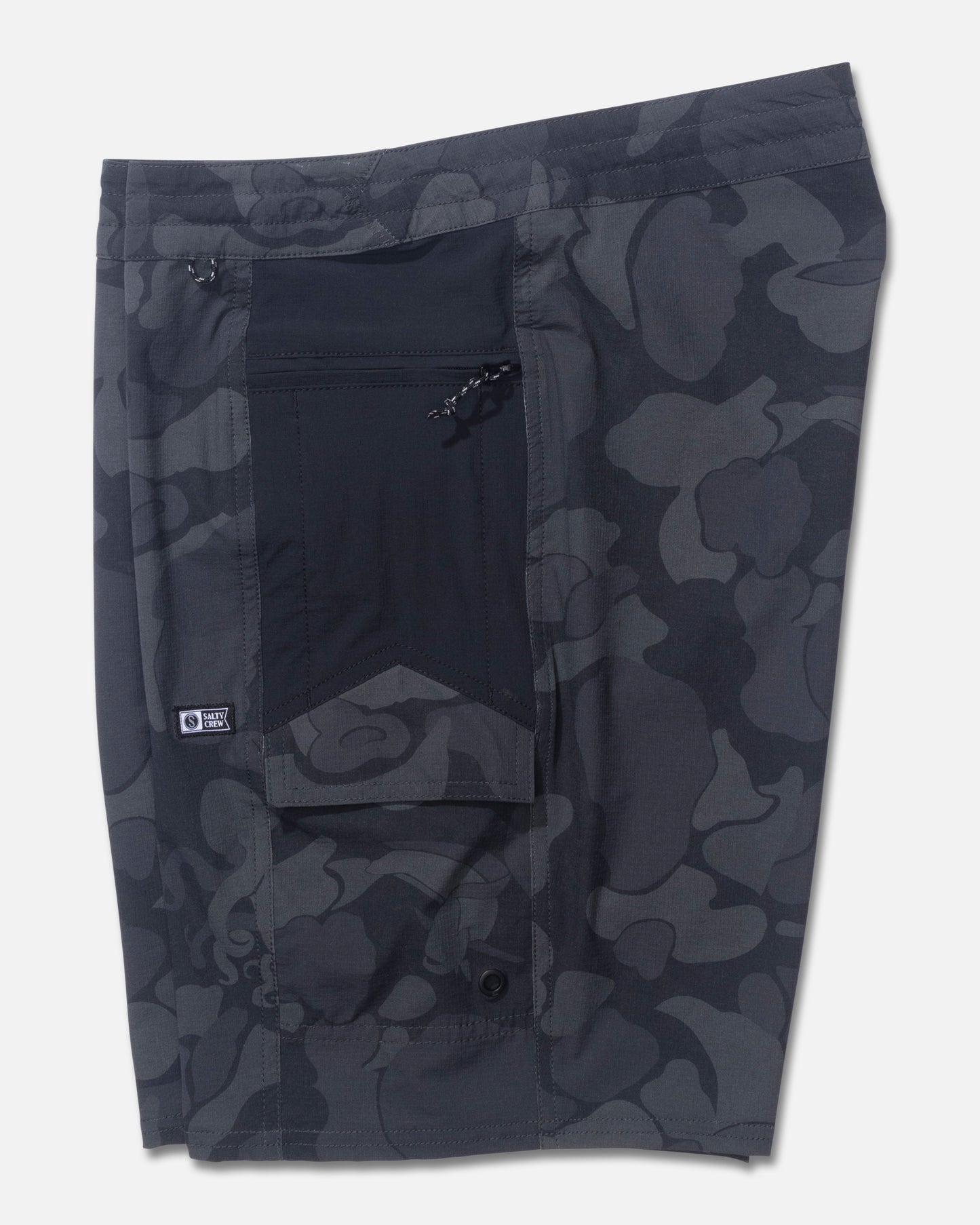 Profile view of the Flagship Boatshort - Black. 