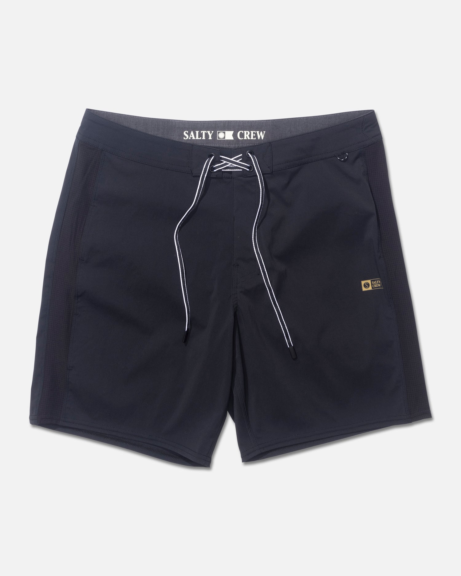 Front view of the Channel Apex Boardshort - Black. 