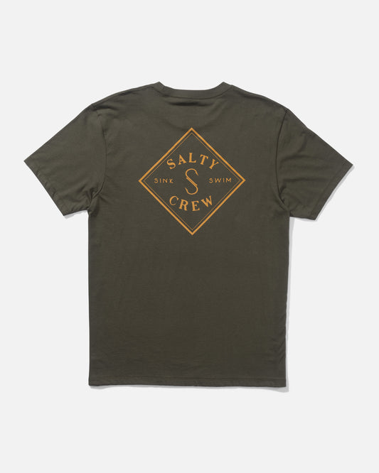 back view of Tippet Premium Tee - Dusty Olive