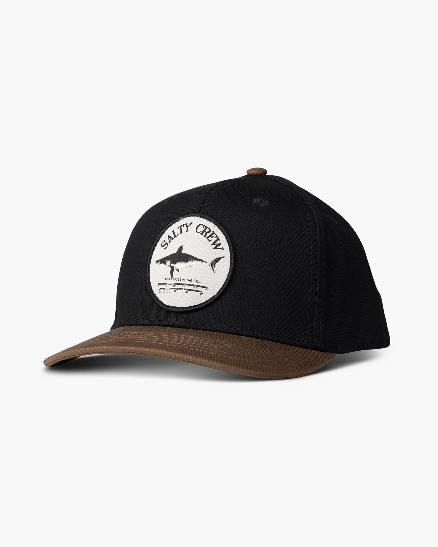 front view of Bruce Boys 6 Panel Black/Coffee