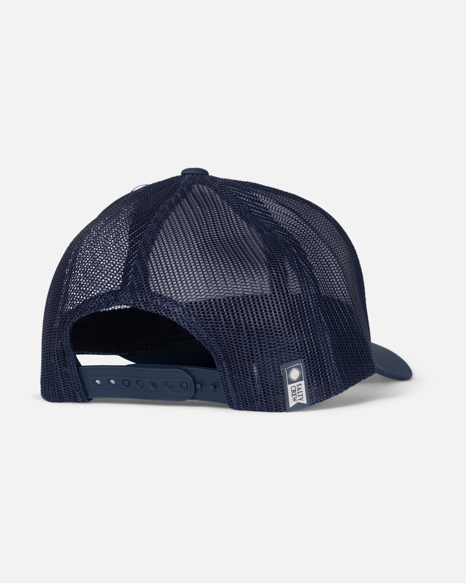 back view of Marina Retro Trucker - White/Navy