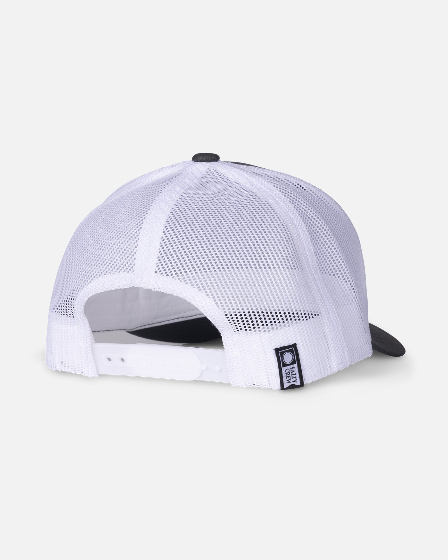 back view of Bruce Retro Trucker Hat - Charcoal White