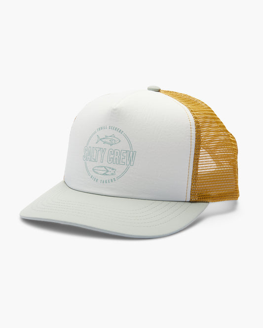 front view of Catch Of The Day Cloud Blue Trucker
