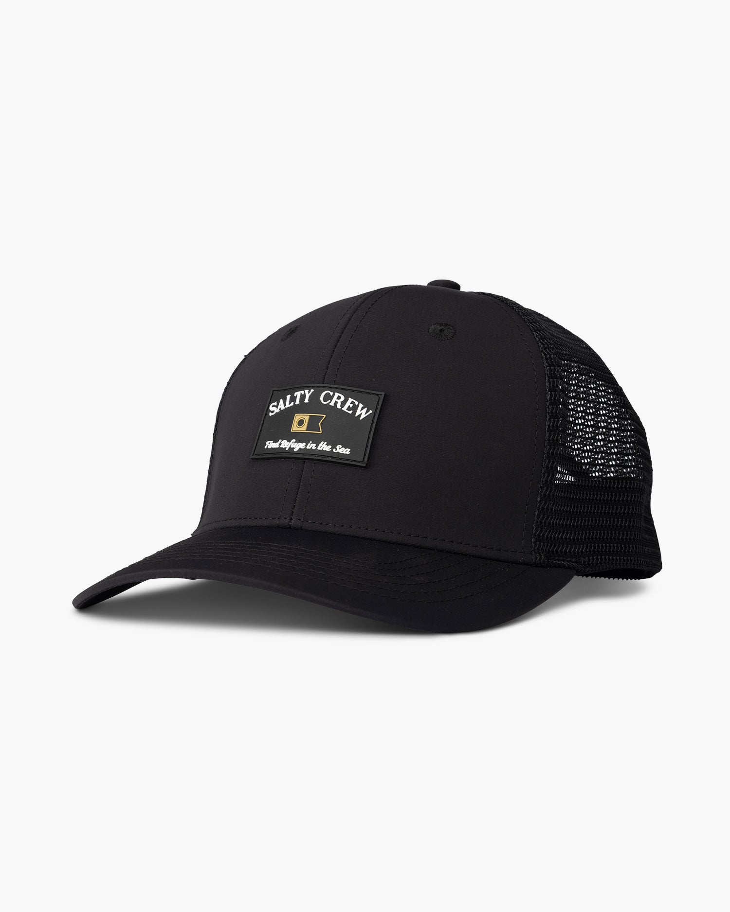 front view of Steadfast Black Retro Trucker